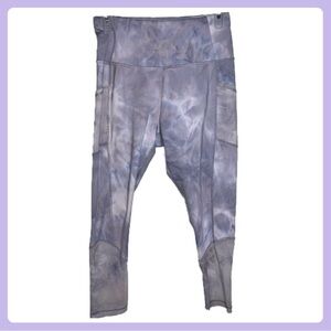 Blue Gray & White Tie-Dye Leggings